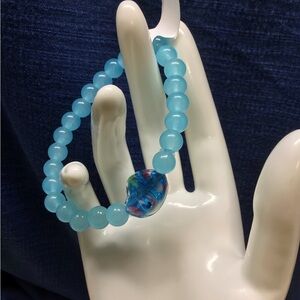 Chic Blue Beaded Bracelet with Colorful Accent